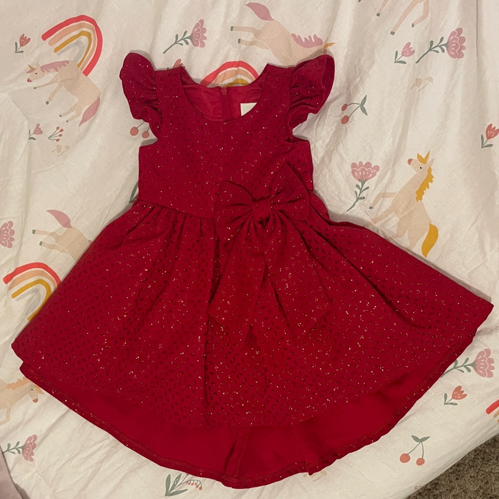2T red sparkle dress